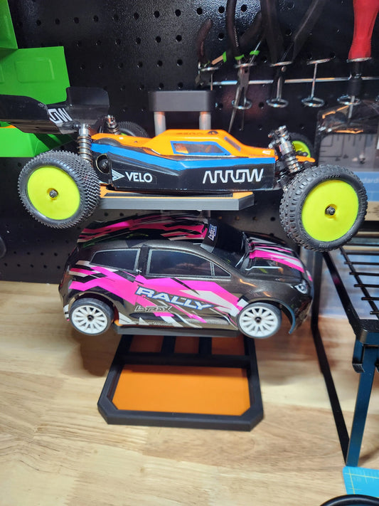 Customizable RC Car Stand: 2 Tier for 1/12 to 1/18 Scale Vehicles - Off-Road & On-Road Racing Everty Hobbies