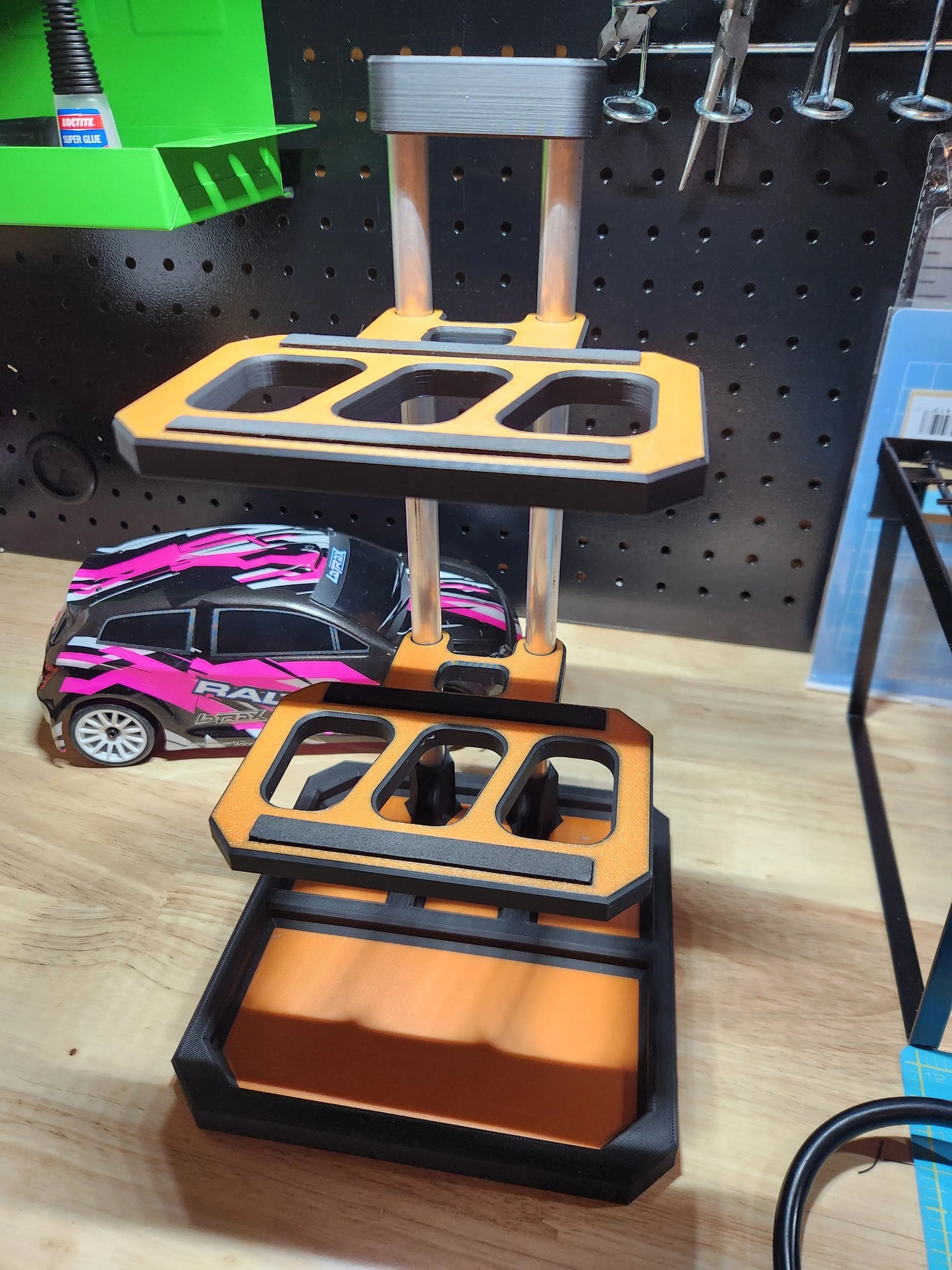 Customizable RC Car Stand: 2 Tier for 1/12 to 1/18 Scale Vehicles - Off-Road & On-Road Racing Everty Hobbies