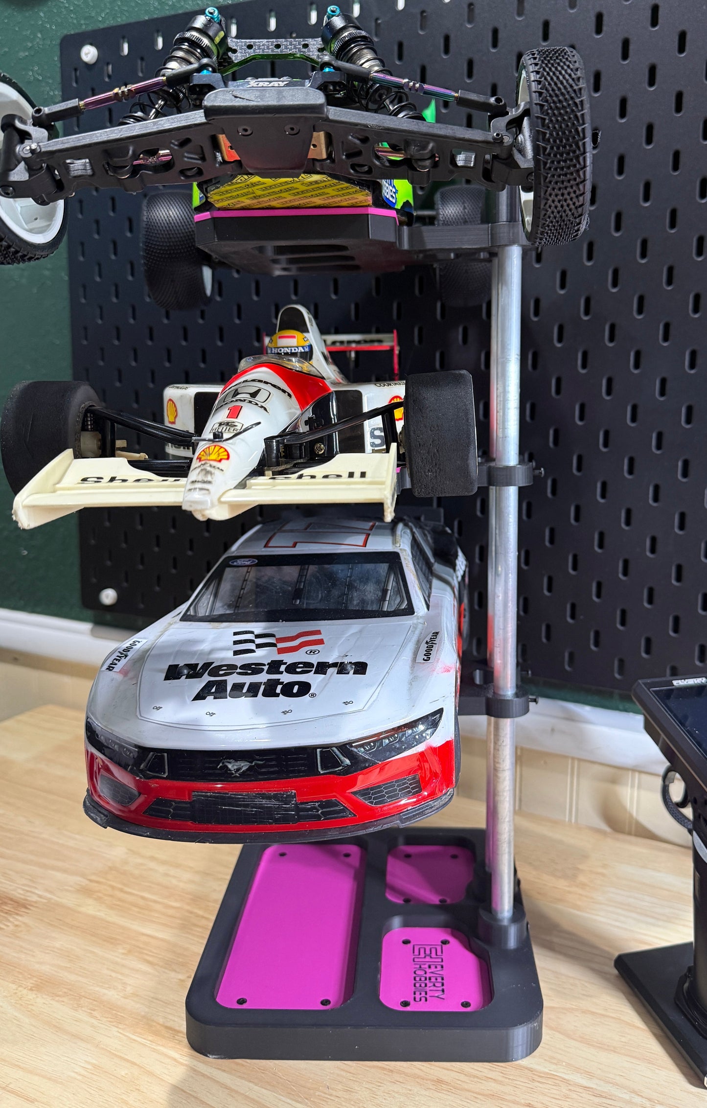 RC Car Display Stand: 3 Tier Vertical Pit Stand for 1/18 to 1/10 Scale Vehicles Everty Hobbies